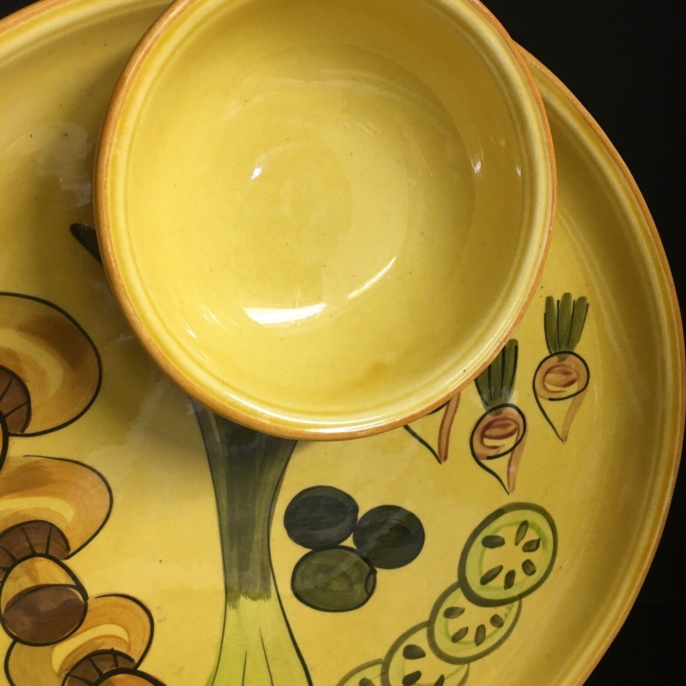 Vintage Los Angeles large bowl in Harvest Gold 13"Party Plate and Dip Bowl - Picture 7 of 8